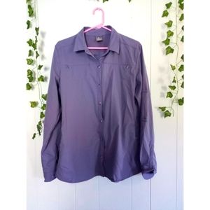 REI Purple Button Up Shirt Women's Size XL Hiking Outdoor Vented Roll Tab